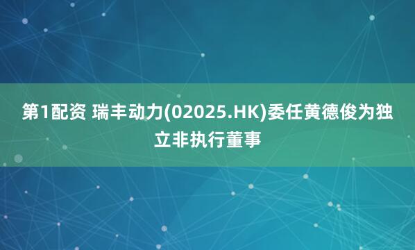 第1配资 瑞丰动力(02025.HK)委任黄德俊为独立非执行董事
